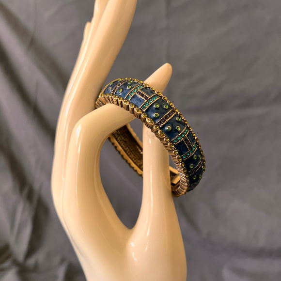 Heidi Daus Blue green rhinestone C clamper Bracelet - Picture 2 of 7